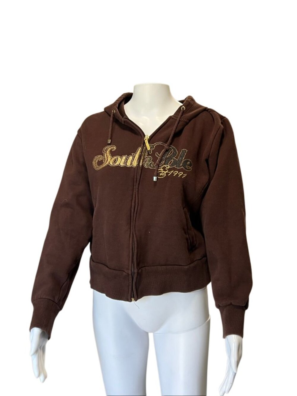 Brown South Pole Lightly Cropped Zip Up Size 1X